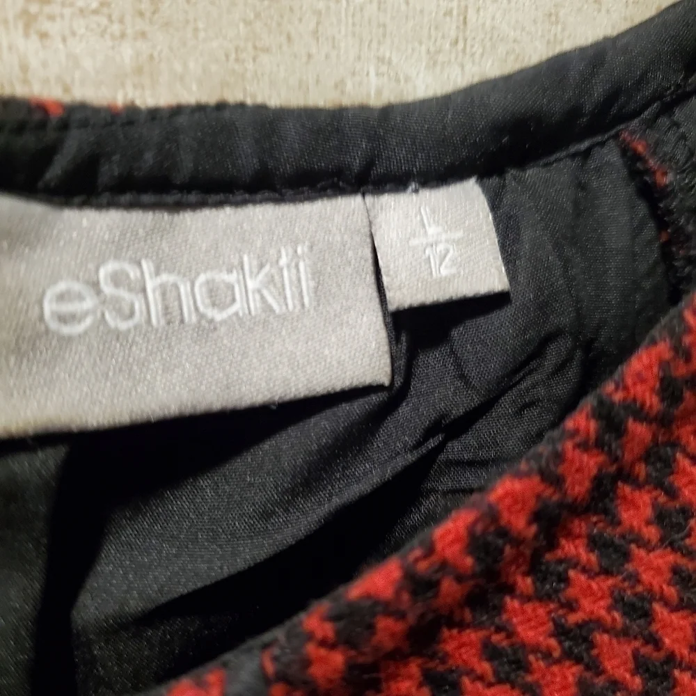 Wool Blend Houndstooth Midi Shift Dress By Eshatki